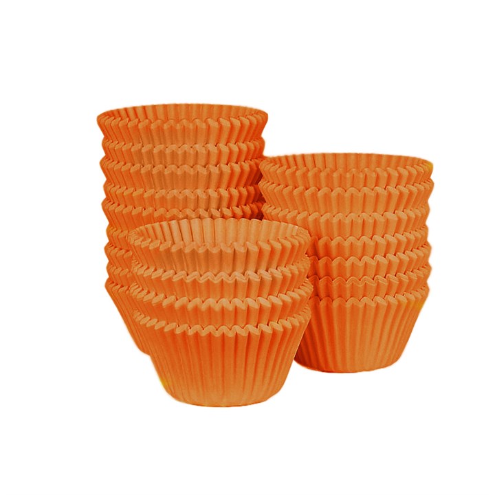 Orange paper greaseproof fairy cases for eco-friendly bakery packaging
