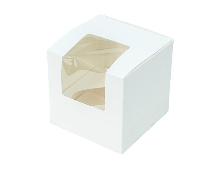 White cupcake window box with insert card for 1 cupcake – eco-friendly, secure packaging for cupcakes and treats