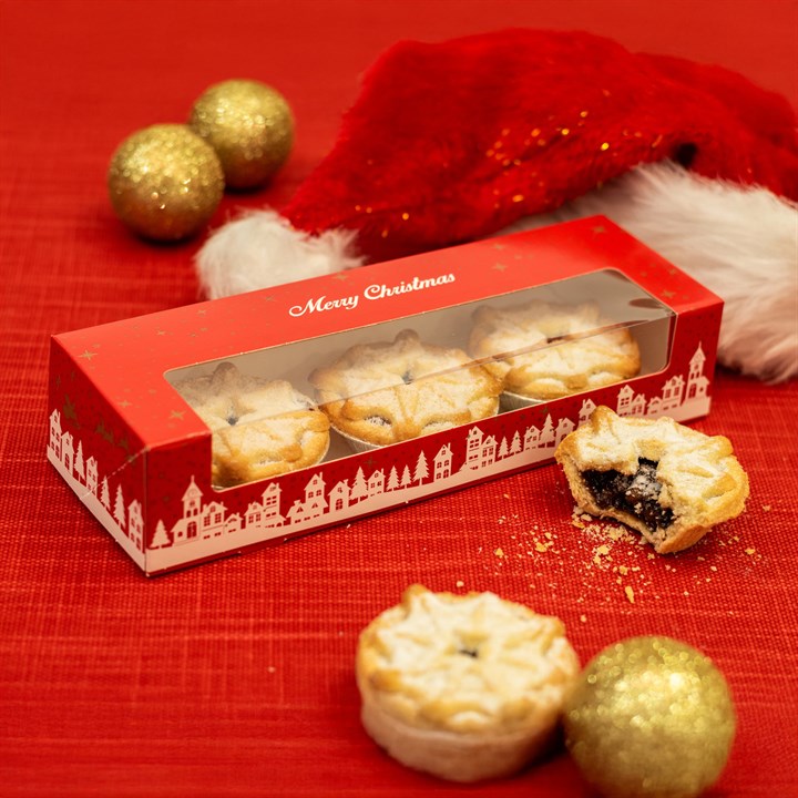 6 Mince Pie Box with Window, 235 x 75 x 50mm (25/case)