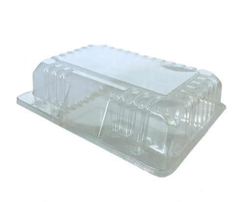 Rectangle multipurpose hinge pack (200x145x82mm) made from 75% recycled content — eco-friendly, fully recyclable packaging for baked goods, with secure hinged design and easy opening