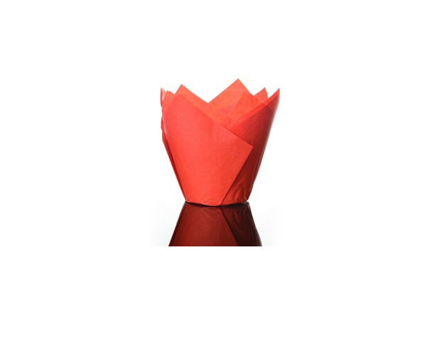 Red paper tulip muffin case for eco-friendly bakery packaging