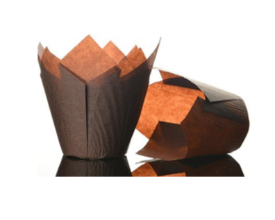 Brown paper tulip muffin case for eco-friendly bakery packaging