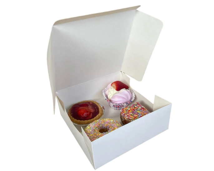 Recyclable quick service cake boxes – pop-up design, compostable paperboard packaging for cakes and baked goods