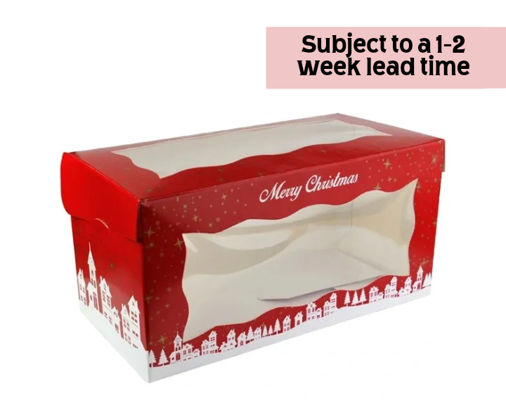 Christmas Log Cake Box with Window, 200 x 100 x 100mm (25/case)