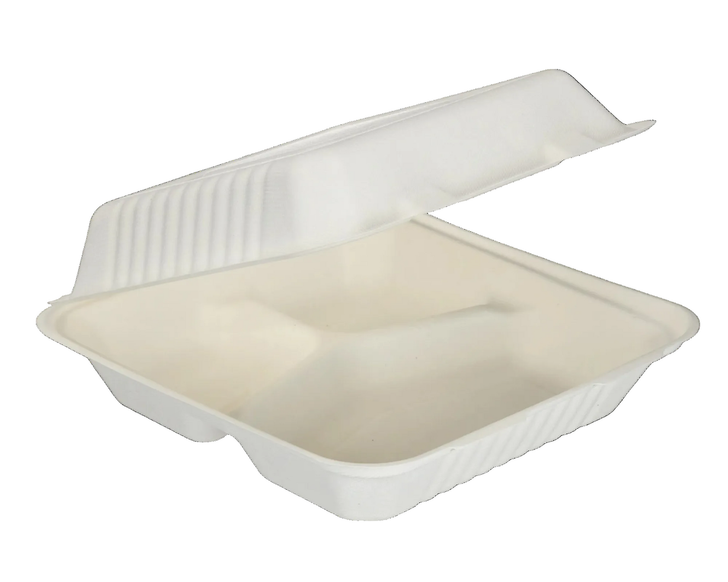 8x8" Three-Compartment Bagasse Box (200/case)
