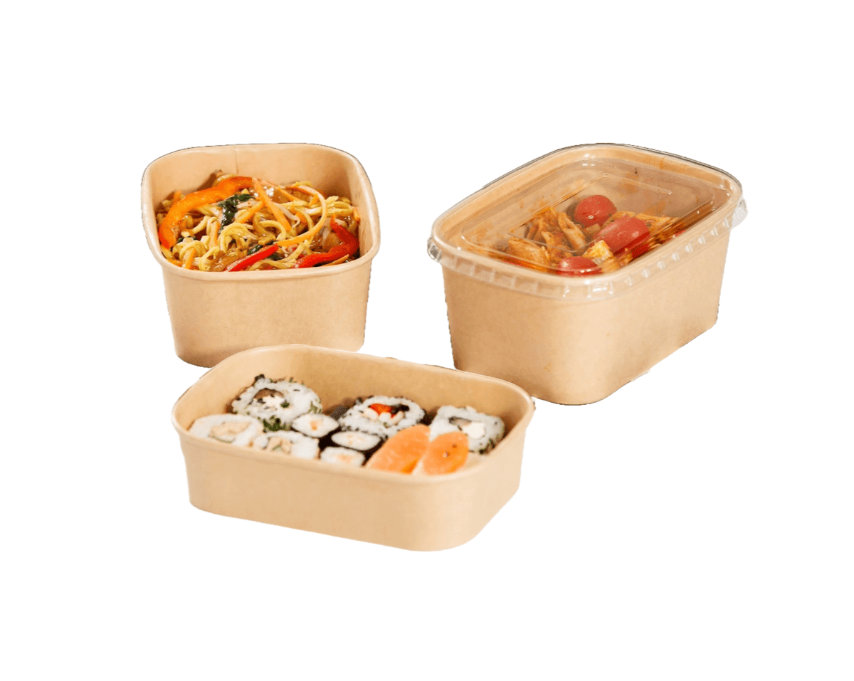 Long Rectangular Container Bowl Kraft Rectangular Deli Bowls - Eco-Friendly Food Containers