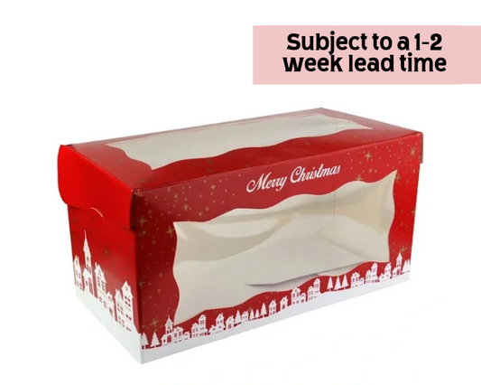 Christmas Log Cake Box with Window, 200 x 100 x 100mm (25/case)