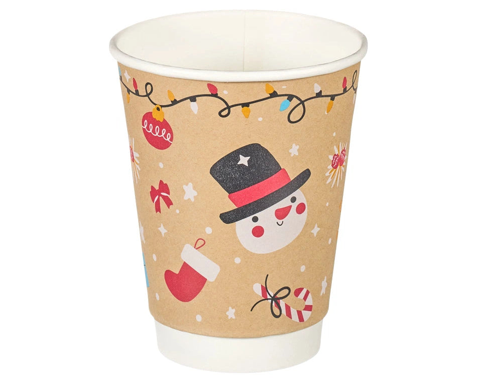 8oz, 12oz, 16oz Christmas Santa Cups - Compostable