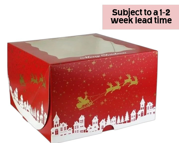 Christmas Cake Box with Window, 10 x 6" (25/case)